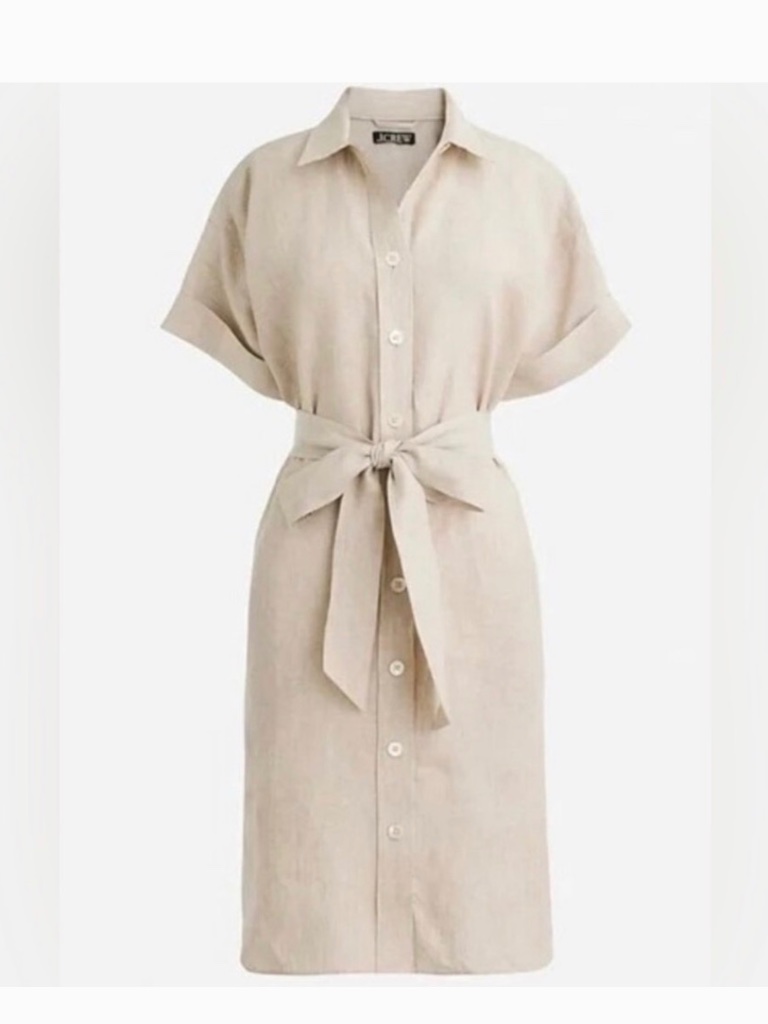 J. Crew Capitaine Shirtdress In Linen, Flax, Size Xxs.